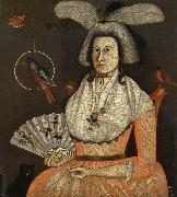 Rufus Hathaway Portrait d'une femme aver ses animaux domestiques oil painting reproduction